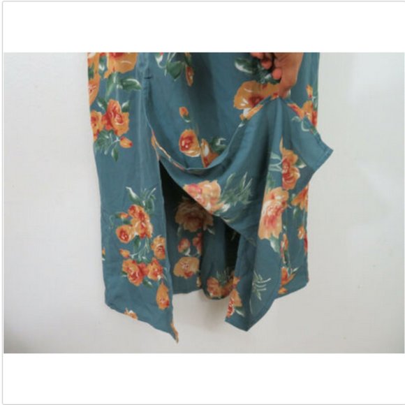 Lulus Short Sleeve Floral Midi Dress Green Cut Out - Picture 5 of 8